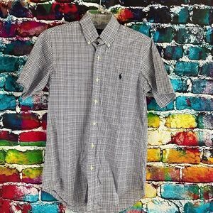 Ralph Lauren Plaid Check Short Sleeve Button Down Shirt Size XS